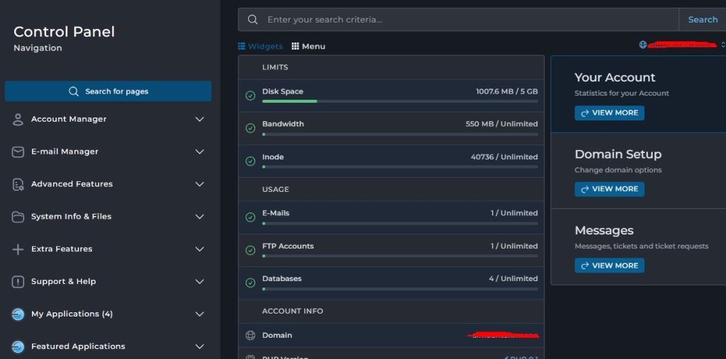 HostSlim Control Panel